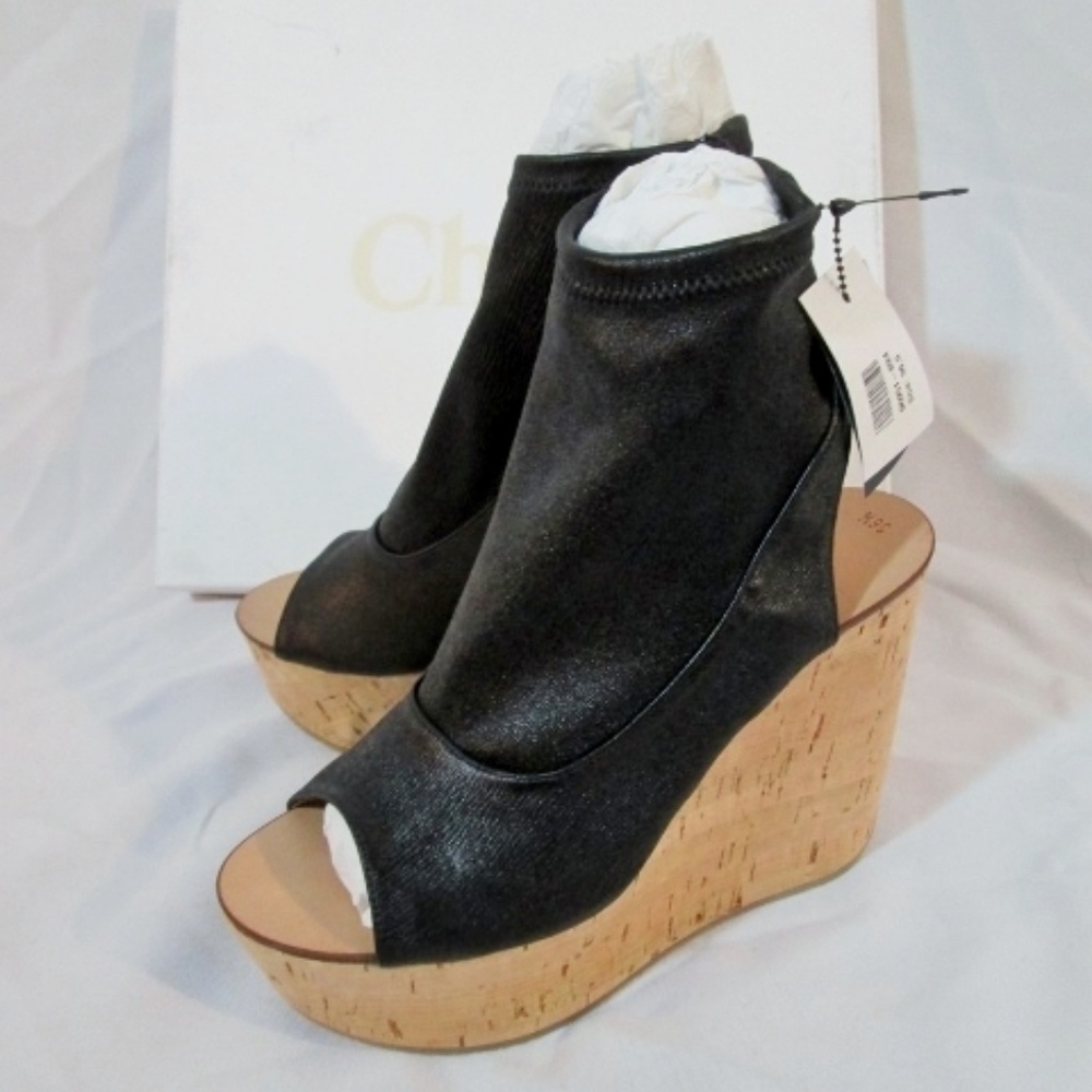 NEW CHLOE NAPPA LAMB Leather Cork Wedge Sandal